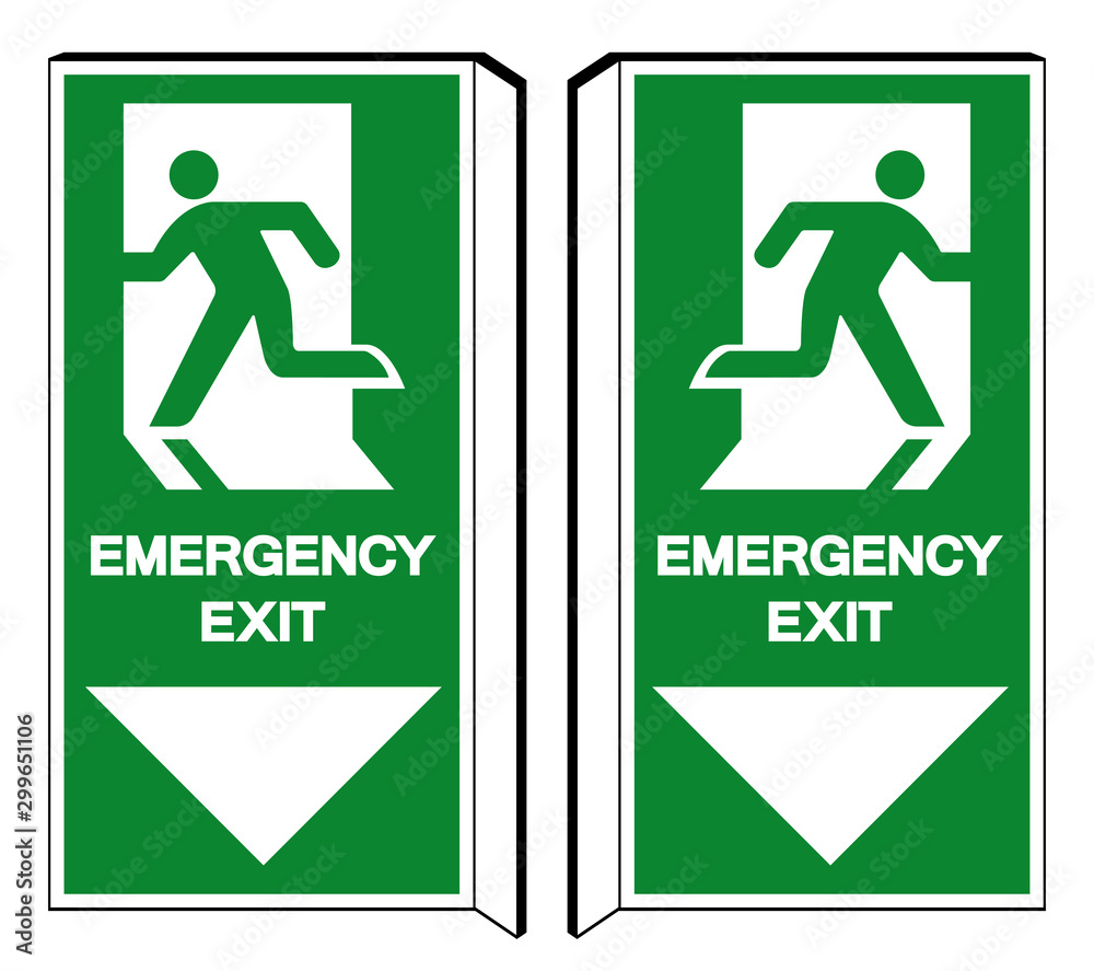 Emergency Exit Symbol Sign, Vector Illustration, Isolate On White Background Label. EPS10 Emergency Exit Symbol Sign, Vector Illustration, Isolate On White Background Label. EPS10