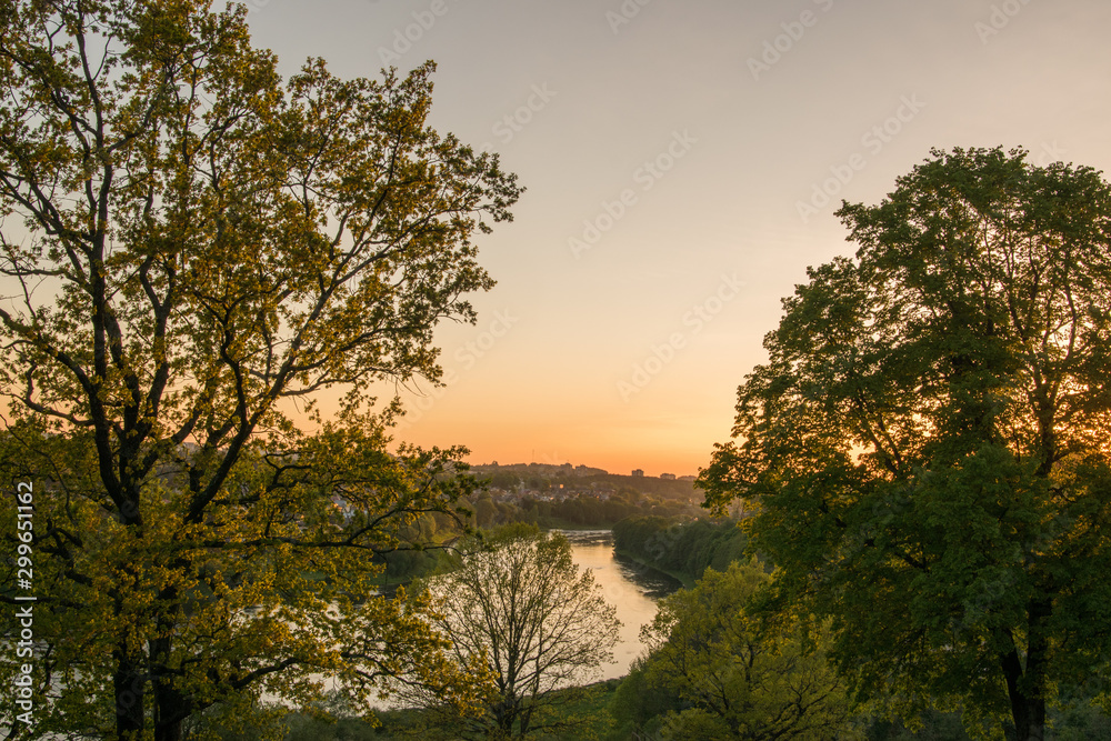 spring sunset in the park spring sunset in the park