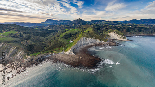 Zumaia flysch geological strata in Sakoneta beach, Basque Country