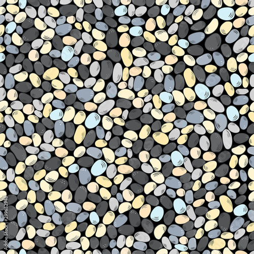 Sea stones.Seamless pattern with colored stones.