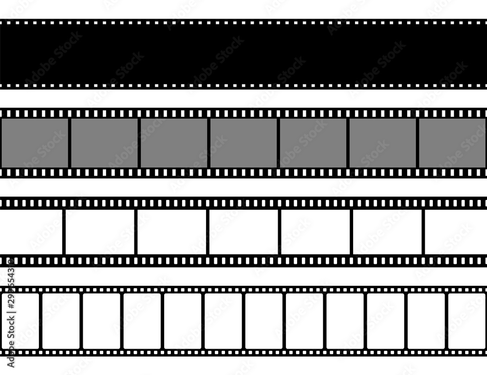 Film strips collection. Cinema or photo tape, strip. Vector illustration. Film strips collection. Cinema or photo tape, strip. Vector illustration.