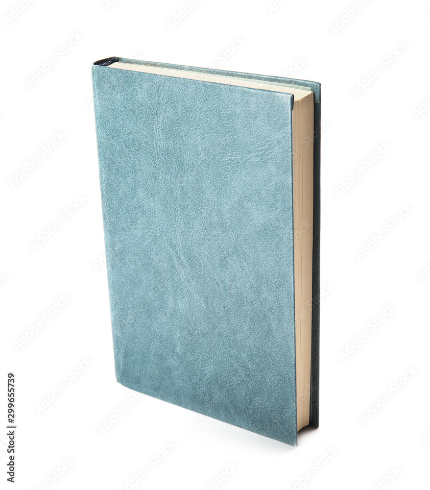 Book with blank blue cover on white background Book with blank blue cover on white background