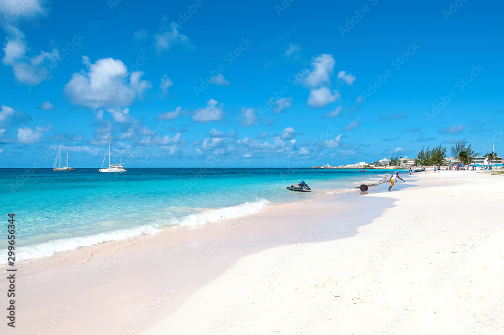 Bridgetown, Barbados - Tropical island - Caribbean sea - Brownes beach - Carlisle bay - obrazy, fototapety, plakaty 