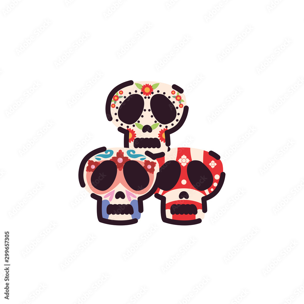 Isolated mexican skull head design