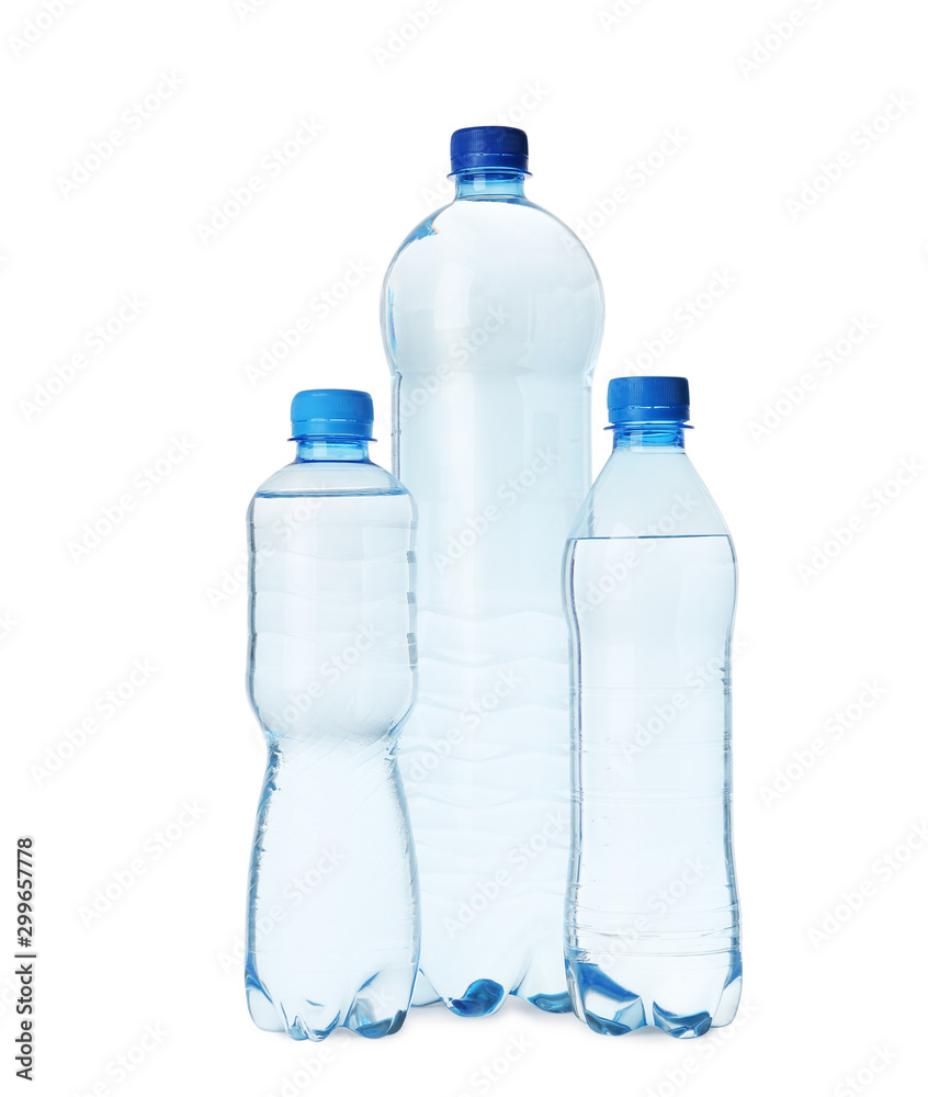 Plastic bottles with water isolated on white Plastic bottles with water isolated on white