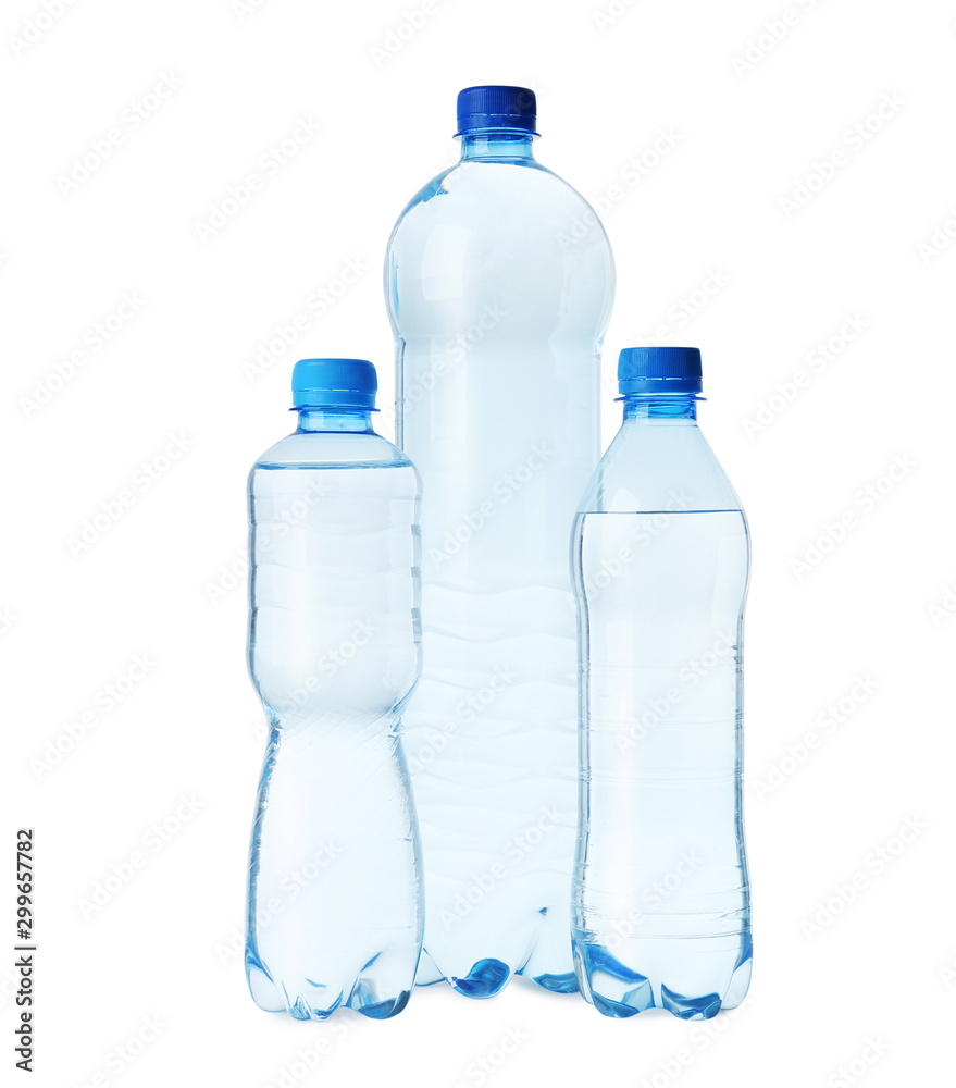 Plastic bottles with water isolated on white Plastic bottles with water isolated on white