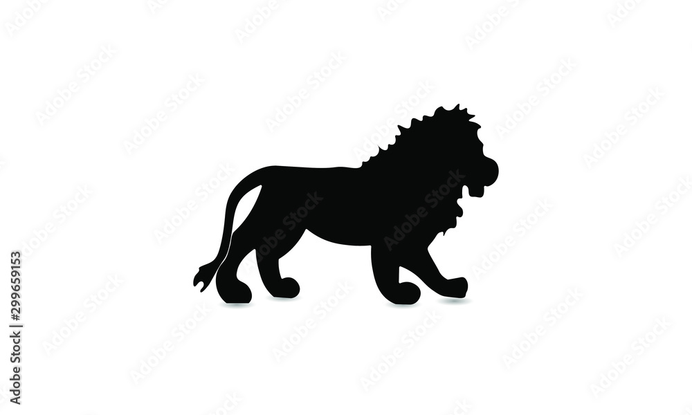 Fototapeta premium Lion black silhouette on a white background