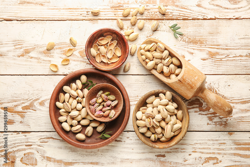 Tasty pistachio nuts on table Tasty pistachio nuts on table