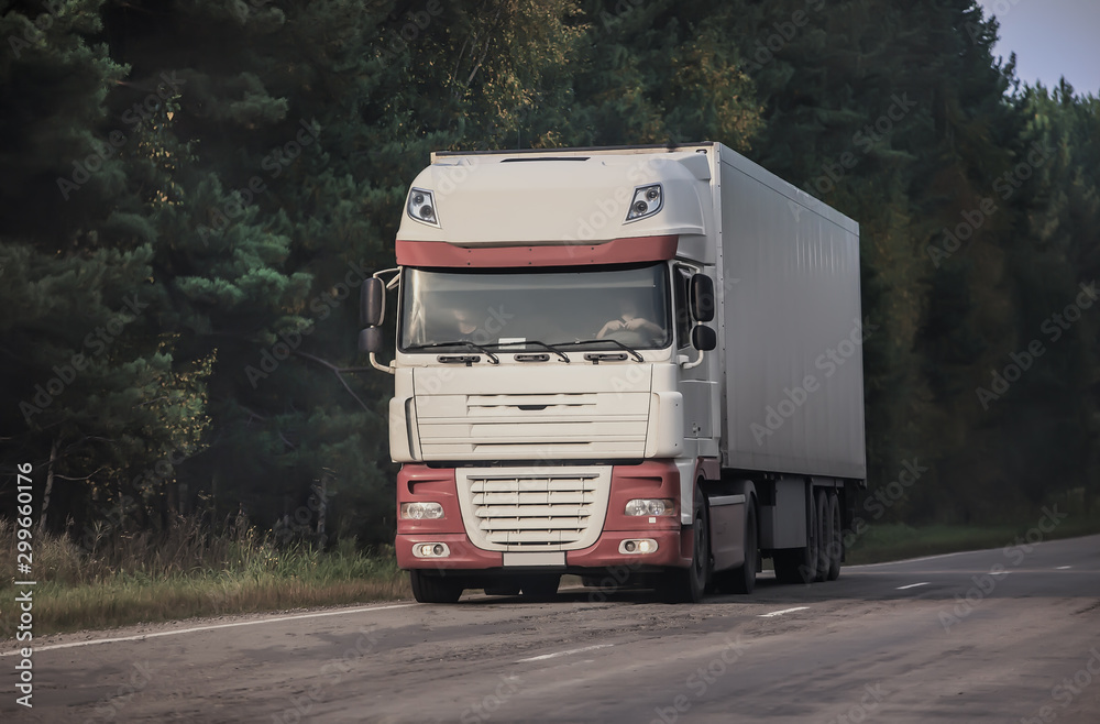 truck moves on highway