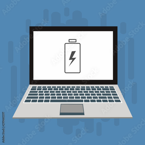 Battery charging laptop flat icon. Battery level indicator. Status Battery icon. vector illustration template