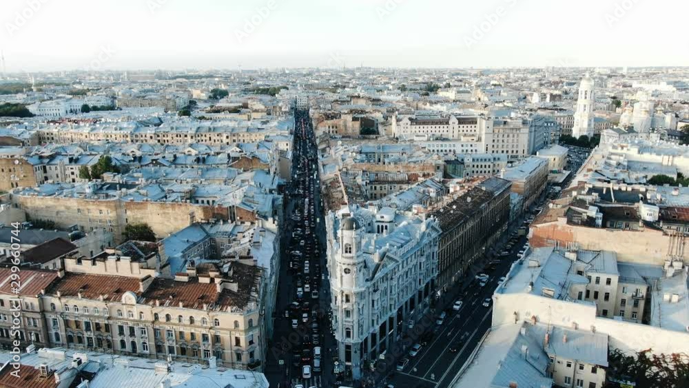 Traffic jams in the historic center of St. Petersburg. Aerial view. Traffic jams in the historic center of St. Petersburg. Aerial view.
