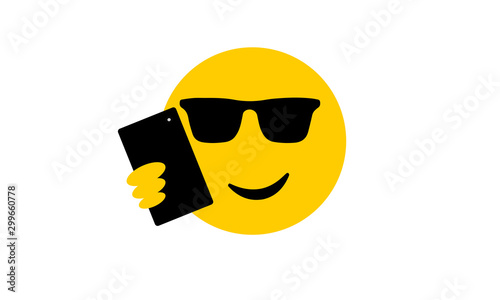Happy cool selfie face emoji social media expression and meme