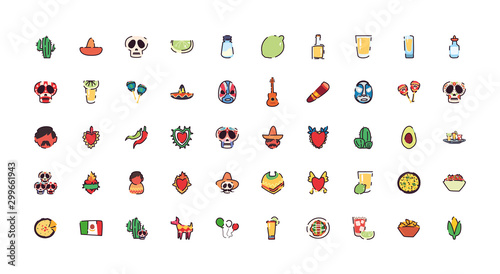 Tableau sur toile Isolated mexican icon set vector design