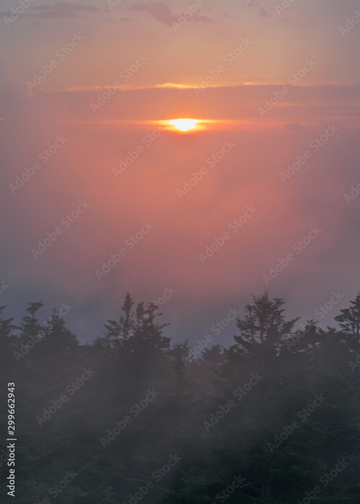 Fog Rolls Over the Mountains and Sunset at Clingman's Dome in the Great Smoky Mountains National Park