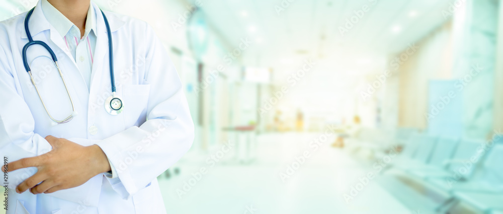 Free Photo Doctor With A Stethoscope In The Hands And Hospital Background |  
