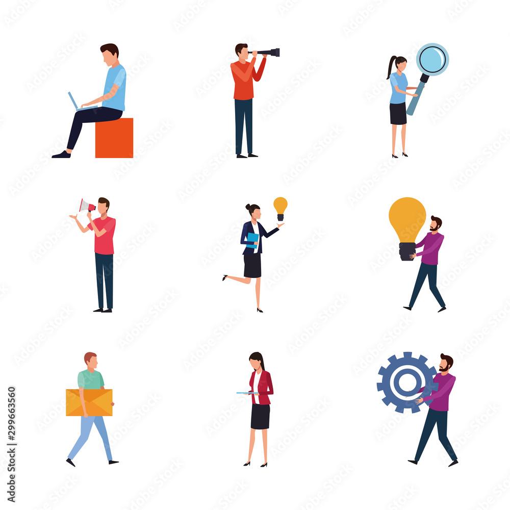 icon set of avatar business people
