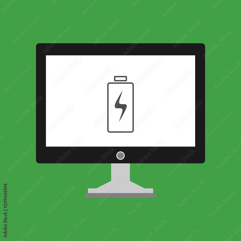 laptop with Battery icon, vector illustration, flat design