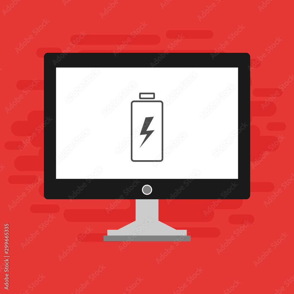 laptop with Battery icon, vector illustration, flat design laptop with Battery icon, vector illustration, flat design