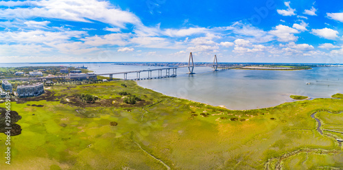 Charleston, South Carolina, USA Drone Bridge Aerial