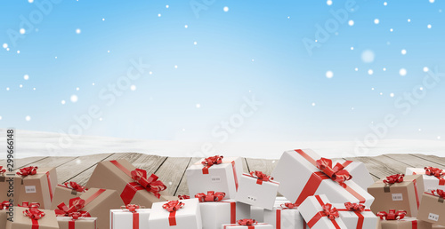 packed gifts. festive posta...