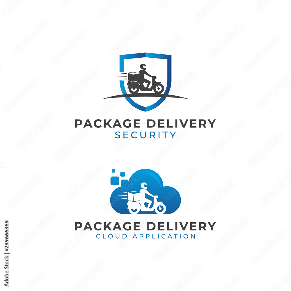 Package Delivery Cloud and Security Set Logo Vector Icon Illustration Package Delivery Cloud and Security Set Logo Vector Icon Illustration