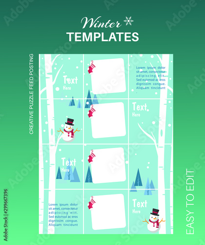 modern social media post feed, instagram feed, winter, christmas, minimalist.