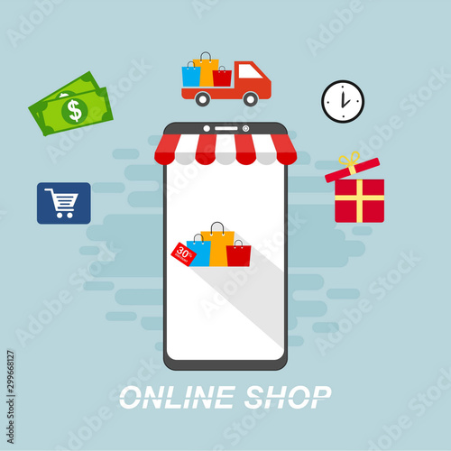 Online shopping banner  mobile app templates  concept vector illustration flat design
