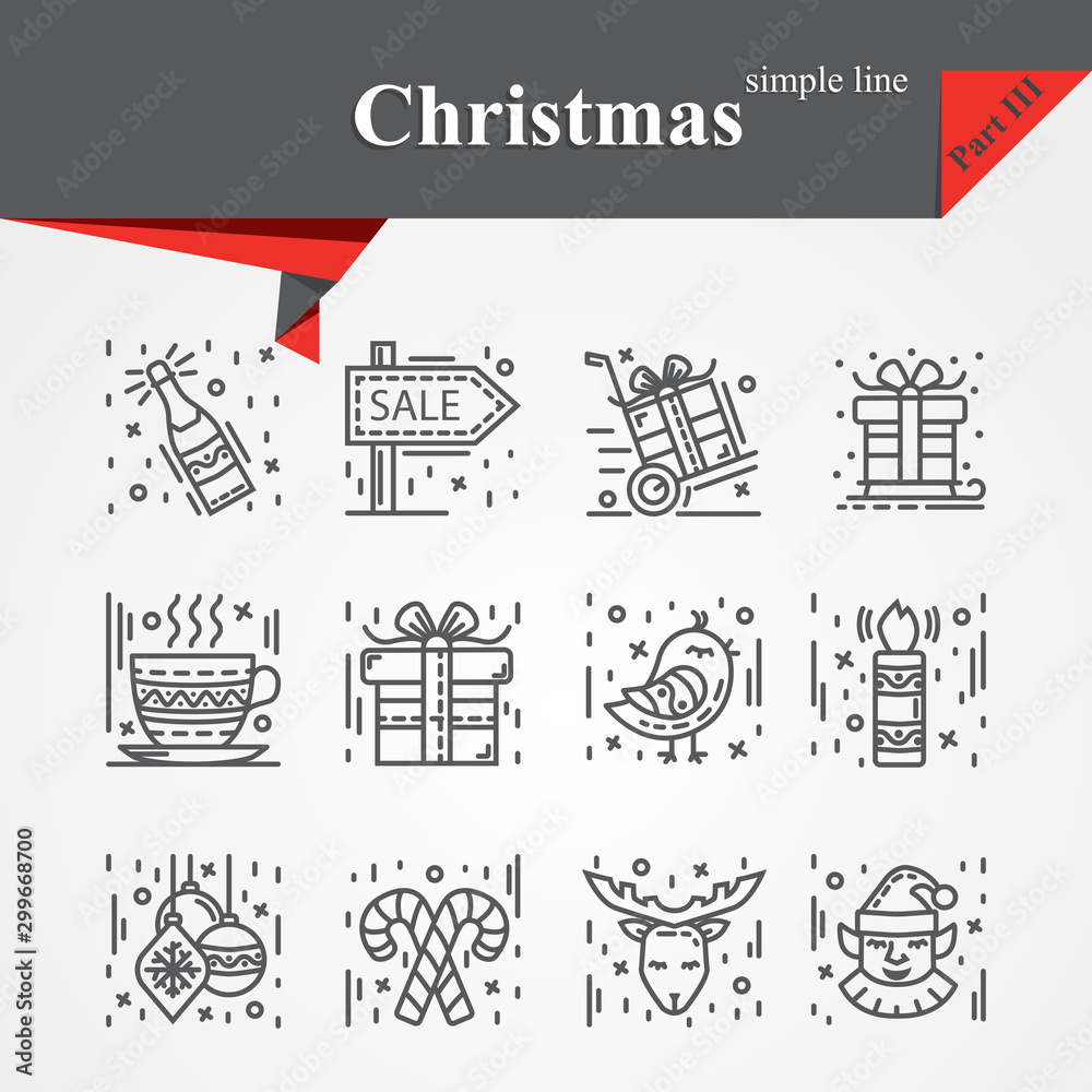 Modern of thin line icons set for holiday ,christmas,winter,new year Modern of thin line icons set for holiday ,christmas,winter,new year