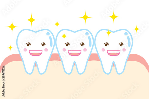 健康な歯と歯ぐきのイラスト　character illustration of healthy tooth and gum
