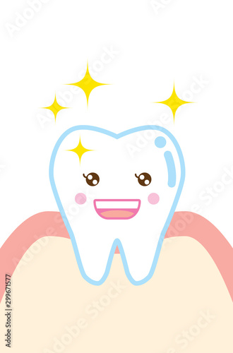 健康な歯と歯ぐきのイラスト　character illustration of healthy tooth and gum
