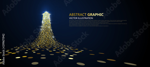 An arrow of golden particles, business concept,vector illustration.