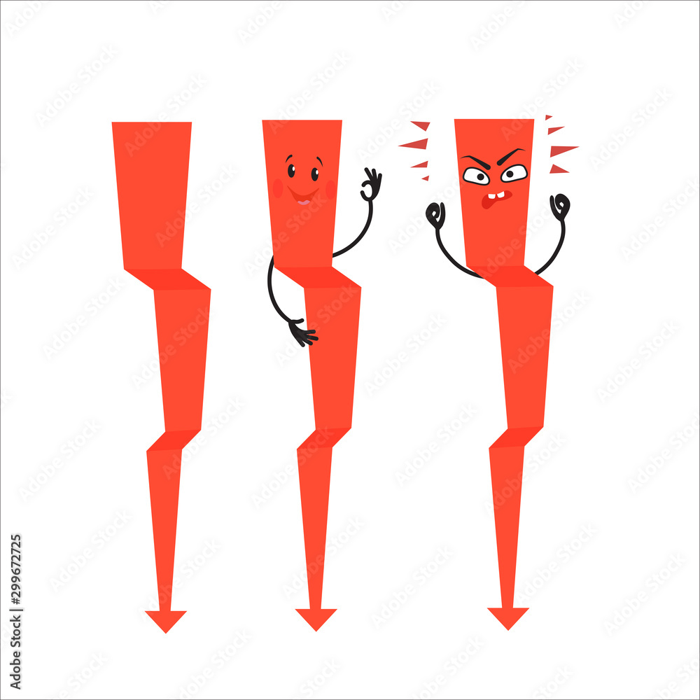 Set of cartoon arrows with different emotions. Set of cartoon arrows with different emotions.