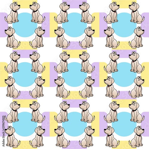 The Amazing of Cute Tired Dog Cartoon Cute Characters on Colorful Backgrounds, Wallpaper Pattern Wallpaper