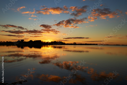 sunset over the lagoon with beautiful colors