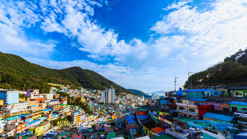 Pusan,South Korea-September 30,2019: Cityscape of Gamcheon Culture Village. nickname of 