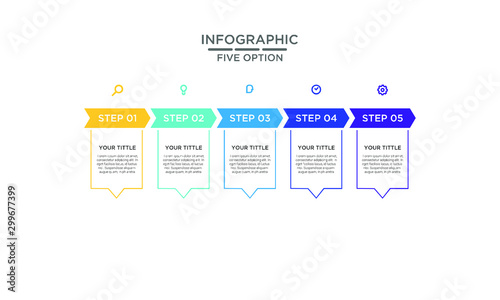 	 Five Options infographic step chart workflow  element Plan Slide Template