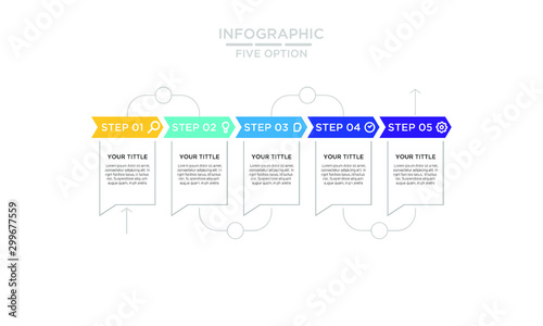 	 Five Options infographic step chart workflow  element Plan Slide Template