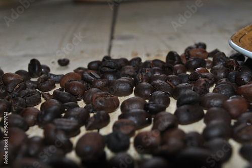 coffee beans with a wooden background