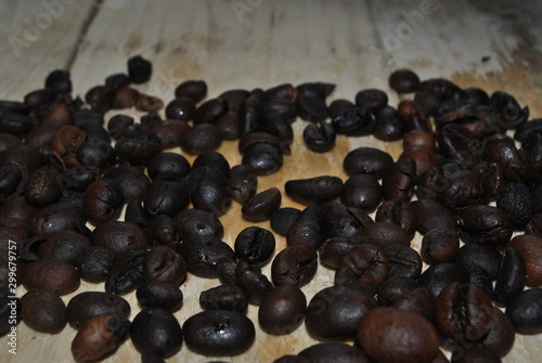 coffee beans with a wooden background