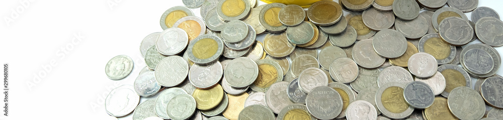 Thai baht coin abstract pattern above white background Thai baht coin abstract pattern above white background