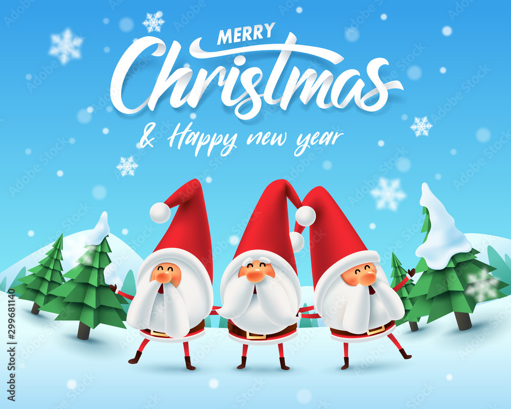 Happy Santa claus dancing on snow Happy Santa claus dancing on snow