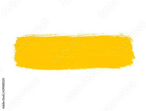 Yellow paint stroke isolated on white. Yellow paint background