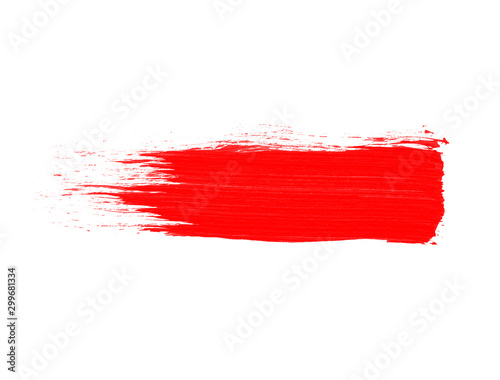 Beautiful red paint stroke isolated on white background. Red paint texture