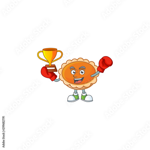 orange pie in the character with boxing winner