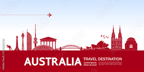 Australia travel destination grand vector illustration.