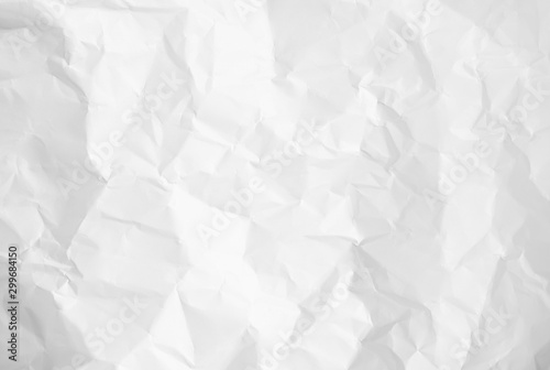 White crumpled paper texture background.