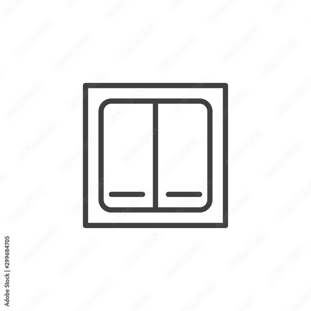 Electric switch line icon. linear style sign for mobile concept and web design. Double switch outline vector icon. Symbol, logo illustration. Vector graphics Electric switch line icon. linear style sign for mobile concept and web design. Double switch outline vector icon. Symbol, logo illustration. Vector graphics