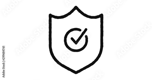 Protection outline icon animation footage/video. Hand drawn like symbol animated with motion graphic, can be used as loop item, has alpha channel and it's at 4K video resolution.