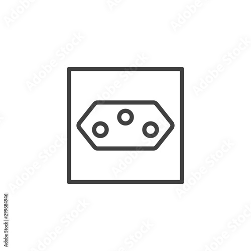 Type N Power socket line icon. linear style sign for mobile concept and web design. Electrical Outlet outline vector icon. Symbol, logo illustration. Vector graphics