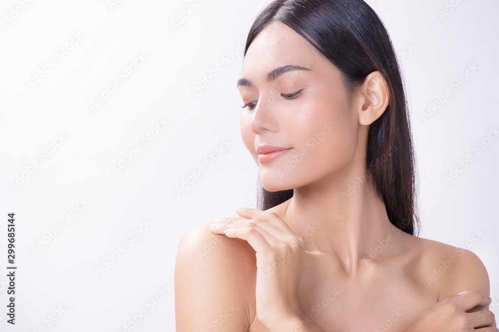 Beautiful Young Asian Woman with Clean Fresh Skin, Beautiful Young Asian Woman with Clean Fresh Skin,